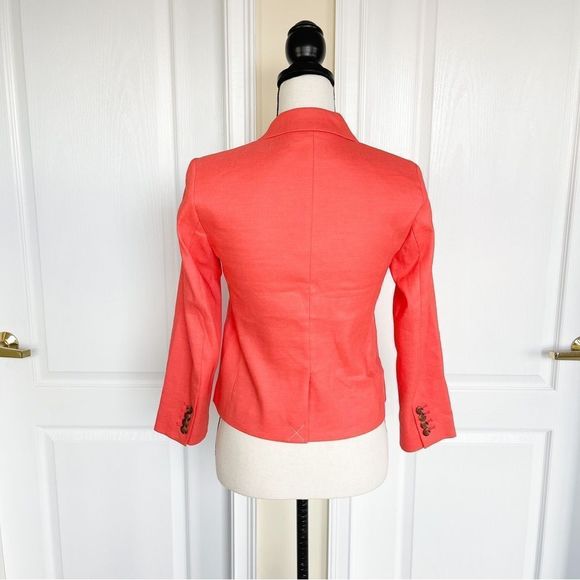 Ann Taylor 00P NWT Petite Linen & Shell Corral Orange Blazer 1 Button & Pockets - Picture 10 of 14